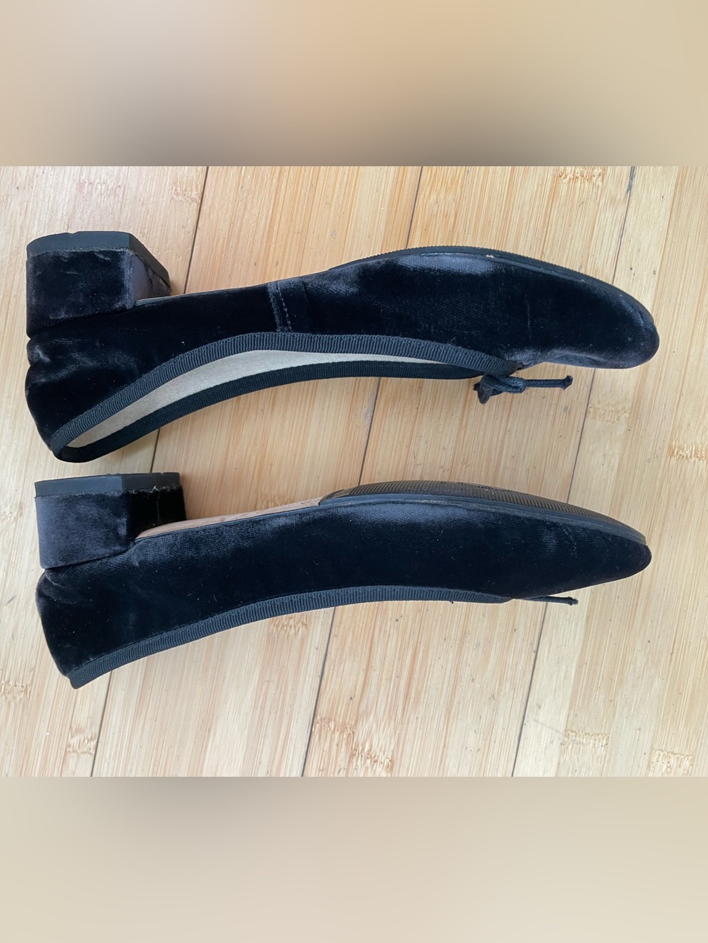 Repetto Black Velvet Ballet Flats with Bow - Picture 7 of 9